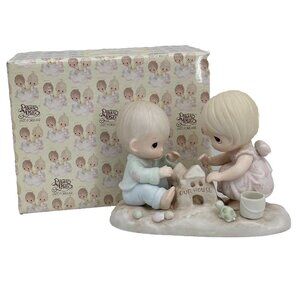 Precious Moments 1984 God Bless Our Home Sandcastle Figurine Boy Girl 12319